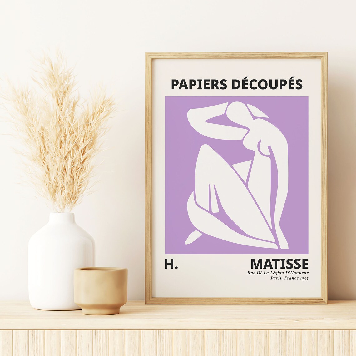 Henri Matisse Papiers Decoupes Purple Block White Figure Art Poster