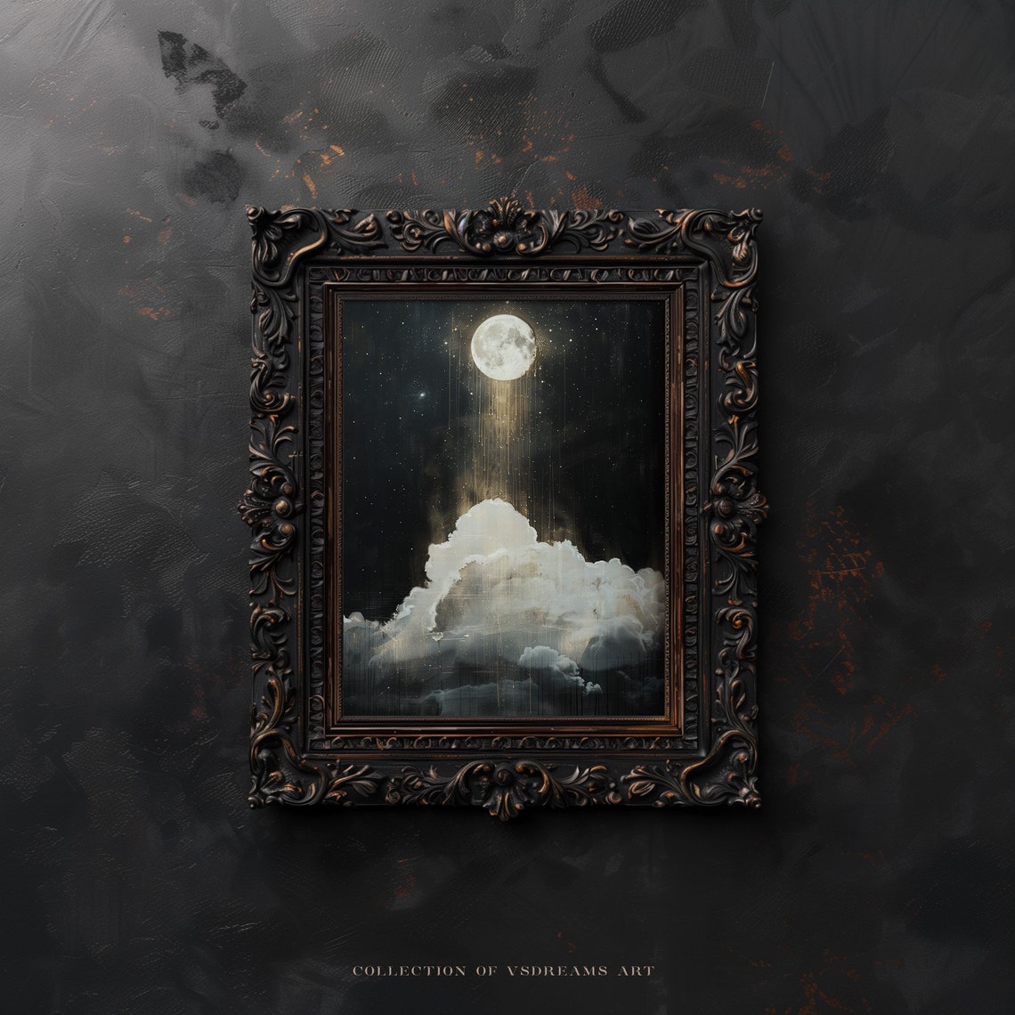 Gothic Full Moon Starry Night Sky Cloud Dark Mystic Art Poster - Image 5