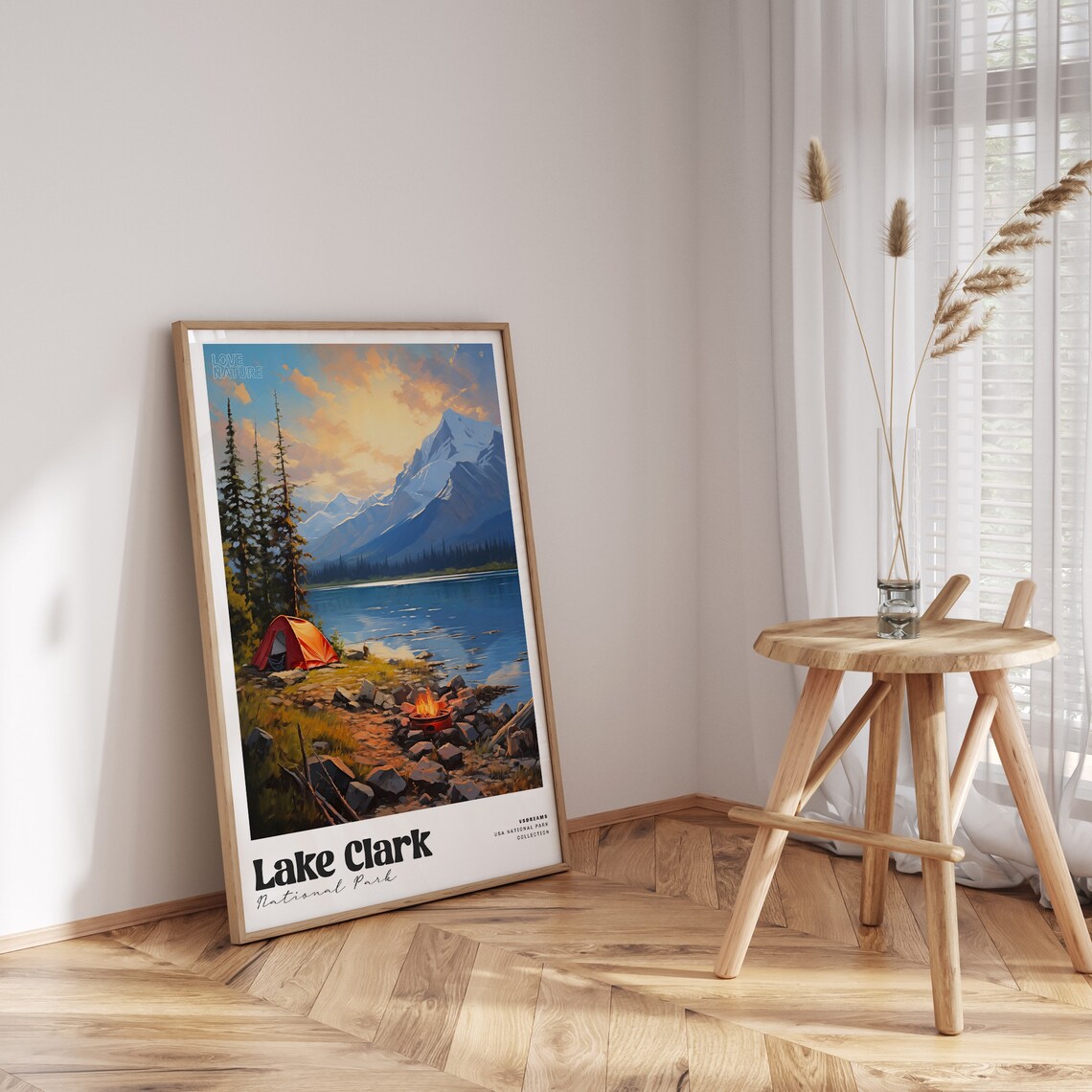 Lake Clark National Park Campsite Sunset Campfire Lake Poster - Image 4