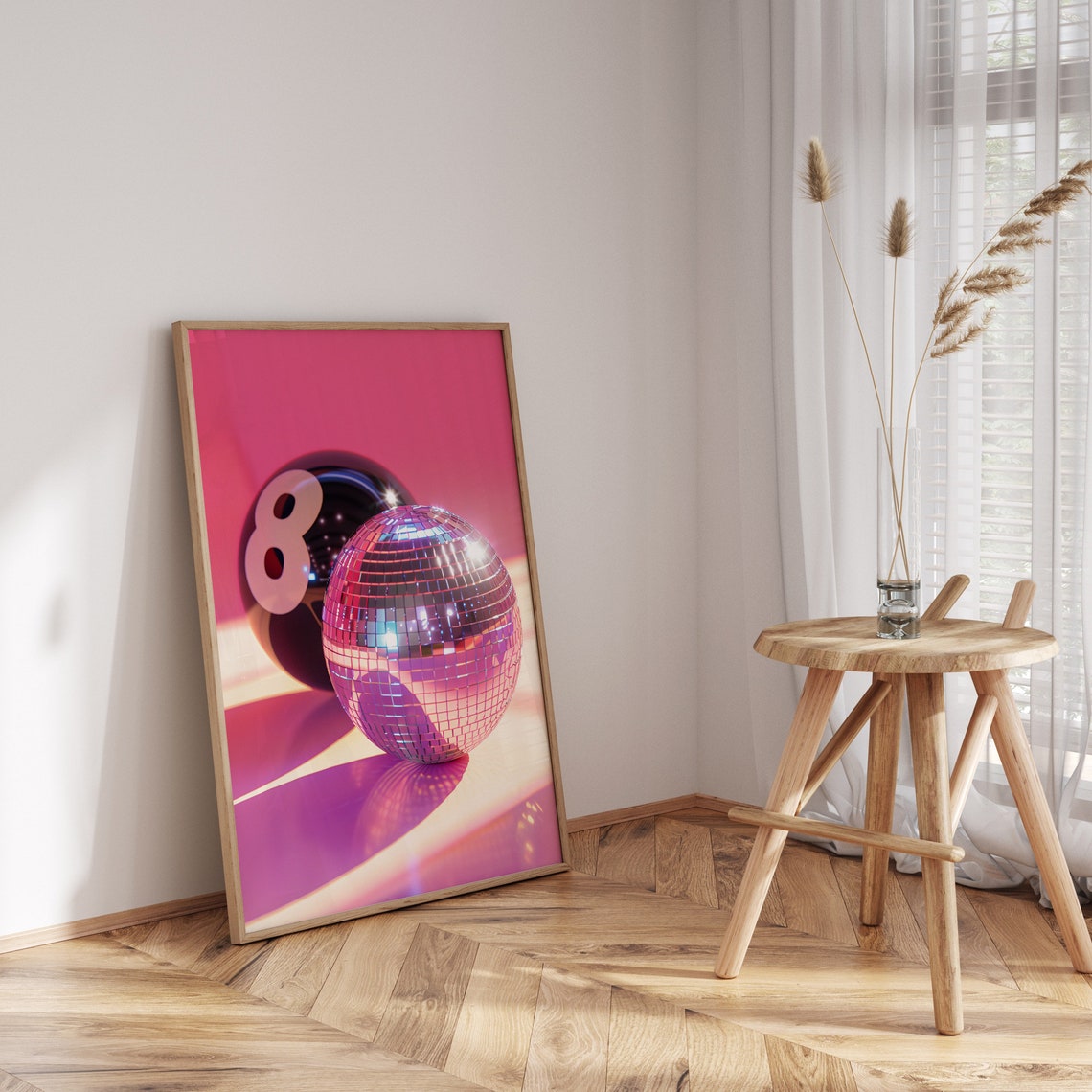 Pink Disco Ball Magic 8 Ball Retro Y2K Preppy Party Decor Poster - Image 3