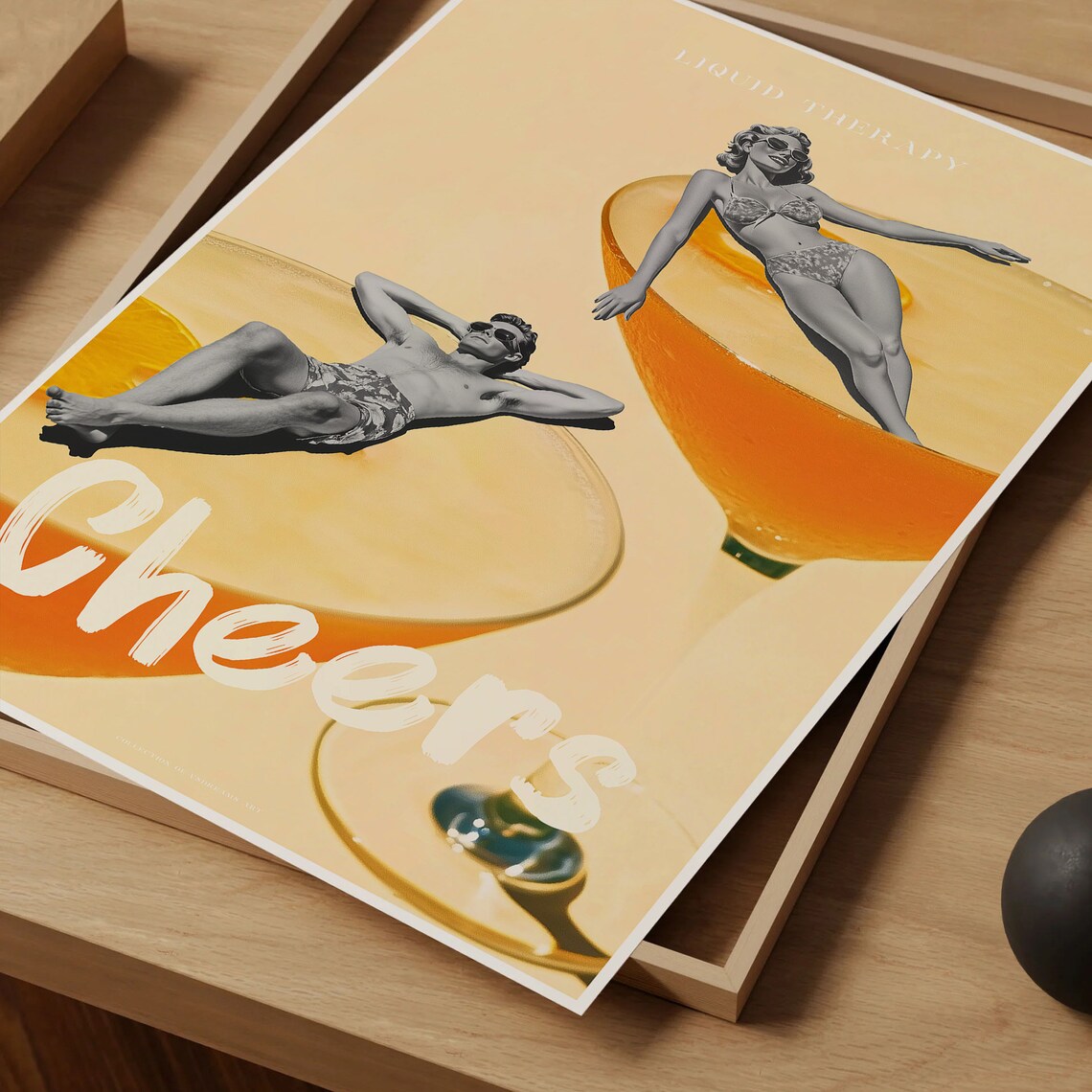 Liquid Therapy Cheers Vintage Couple Giant Cocktail Glass Art Poster - Image 4