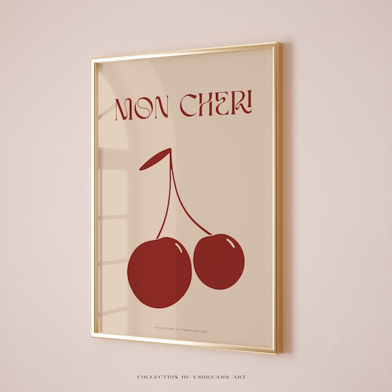 Mon Cheri Cherry Retro Kitchen Poster Art Print