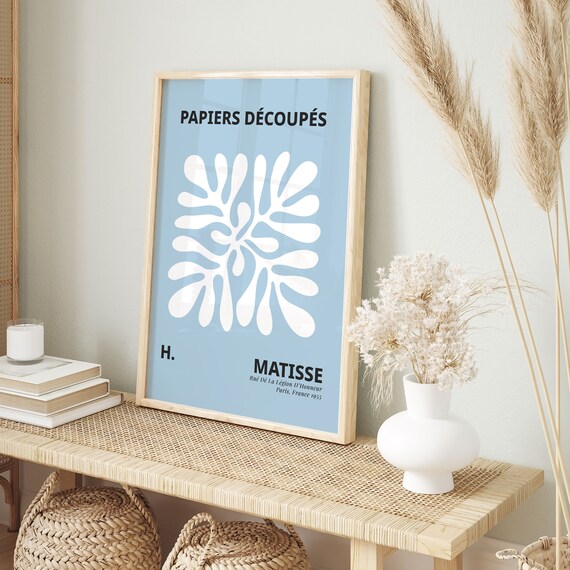 Henri Matisse Blue Botanical Paper Cutout Minimalist Art Poster