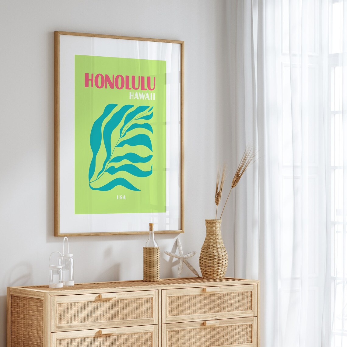 Honolulu Retro Travel Poster, Hawaii Ocean Art - Image 5