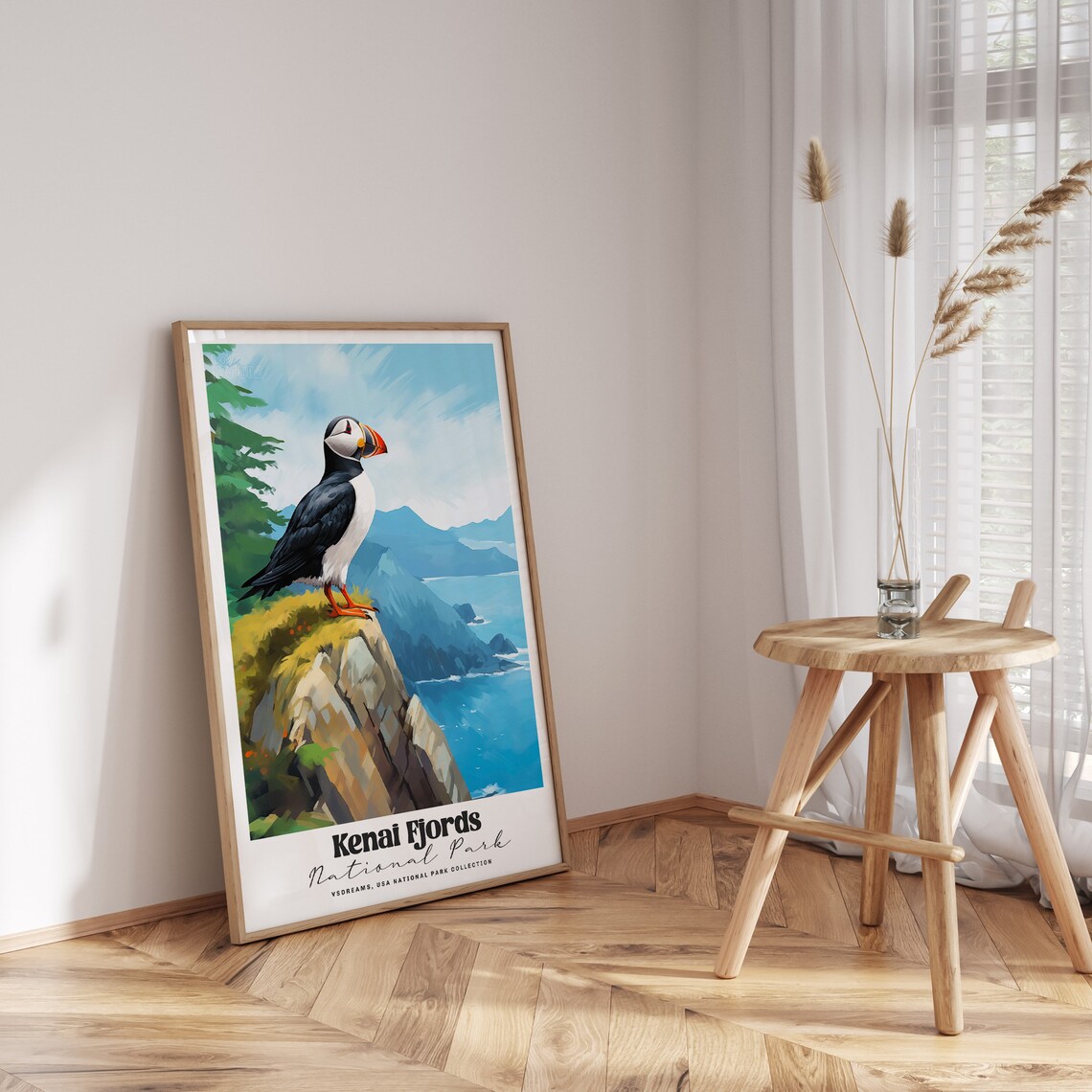 Kenai Fjords National Park Puffin On Cliff Ocean Coast Poster - Image 4