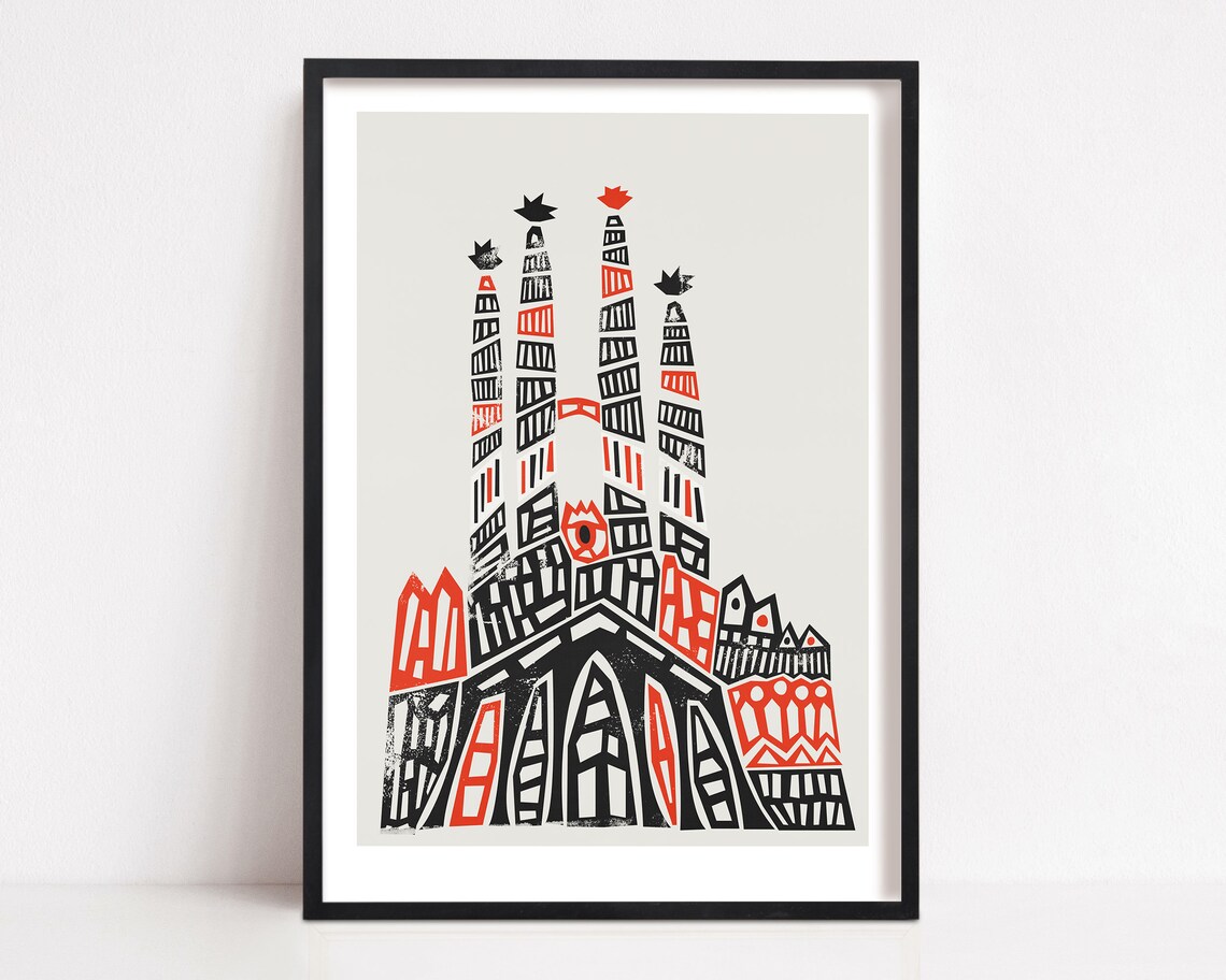 Sagrada Familia Barcelona Travel Poster, Architecture