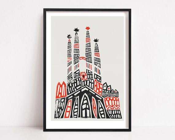 Sagrada Familia Barcelona Travel Poster, Architecture