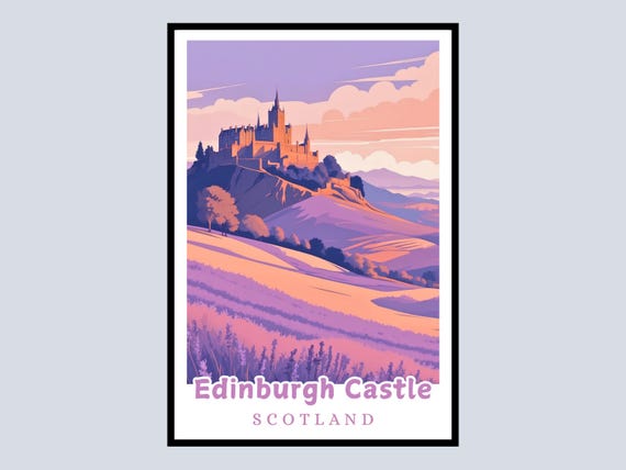Edinburgh Castle Framed Poster Scotland Travel Print Vintage Art Scottish Gift Vacation Souvenir Home Office Wall Decor