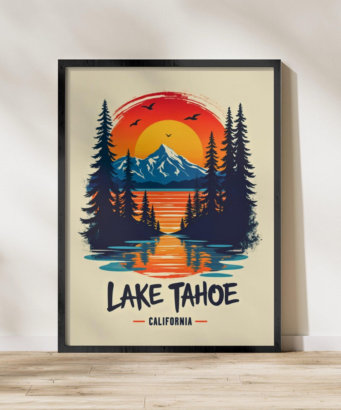 Lake Tahoe California Mountain Lake Reflection Pines Sunset Poster - Image 2