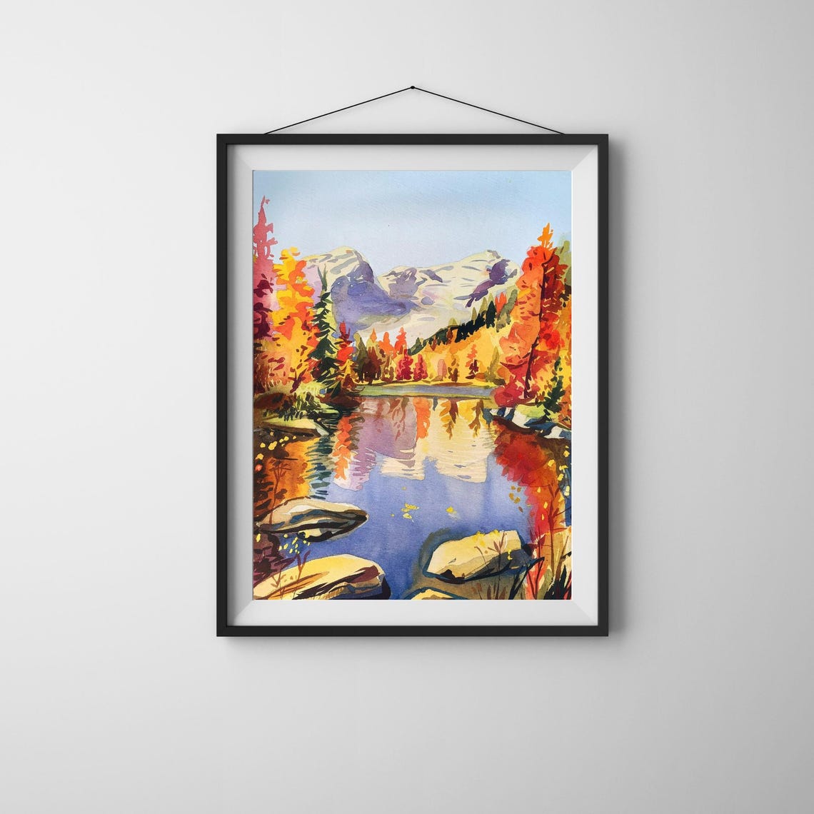 Colorful Autumn Mountain Lake Poster Vibrant Fall Forest Reflection