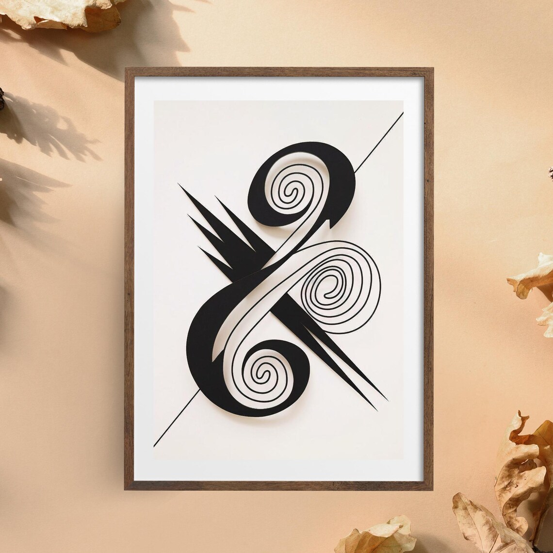 Abstract Line Art Print Black And White Wall Minimalist Modern Poster Bold Geometric Artwork Instant