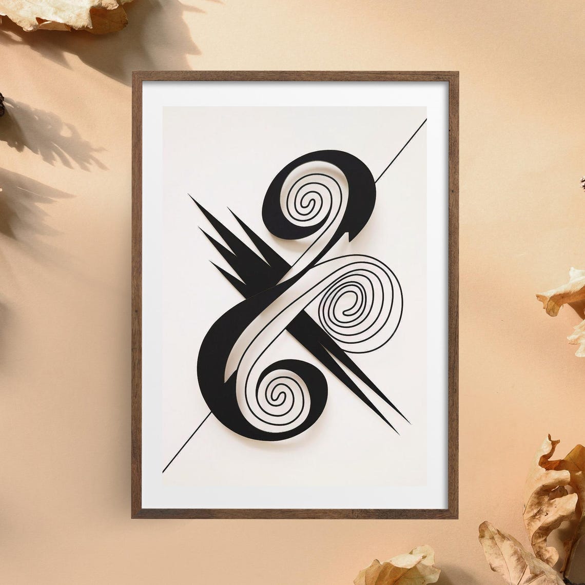 Abstract Spiral Line Art Poster Black White Bold Modern Wall Decor
