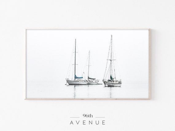 Minimalist Sailboats Coastal TV Art Print