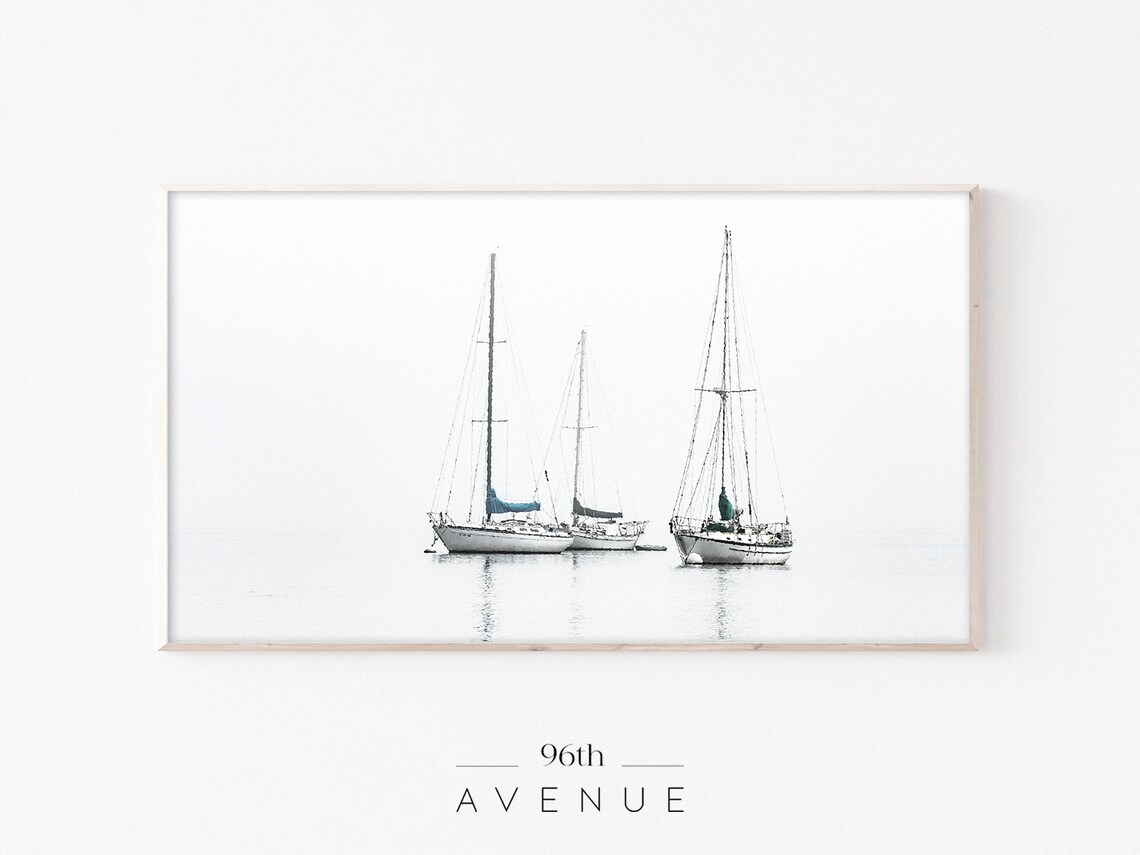 Minimalist Sailboats Coastal TV Art Print