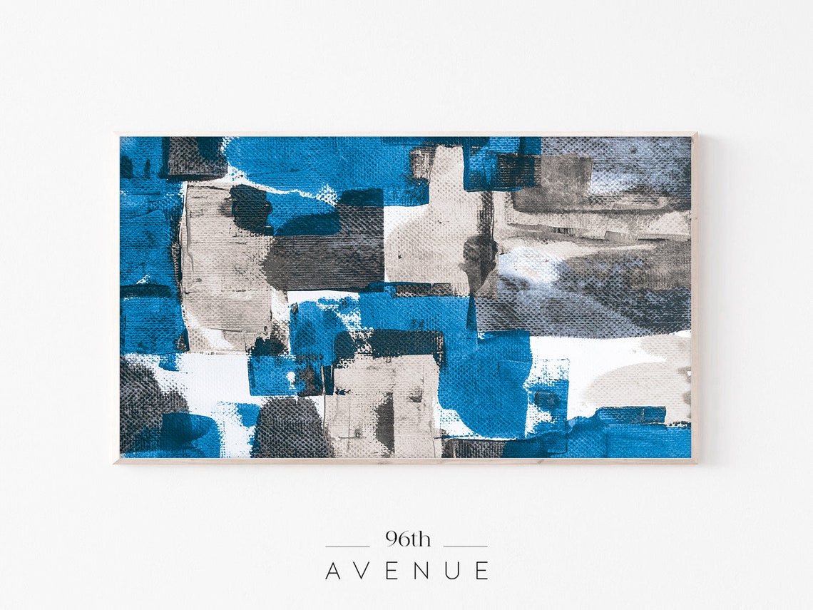 Abstract Blue Painting for TV Art