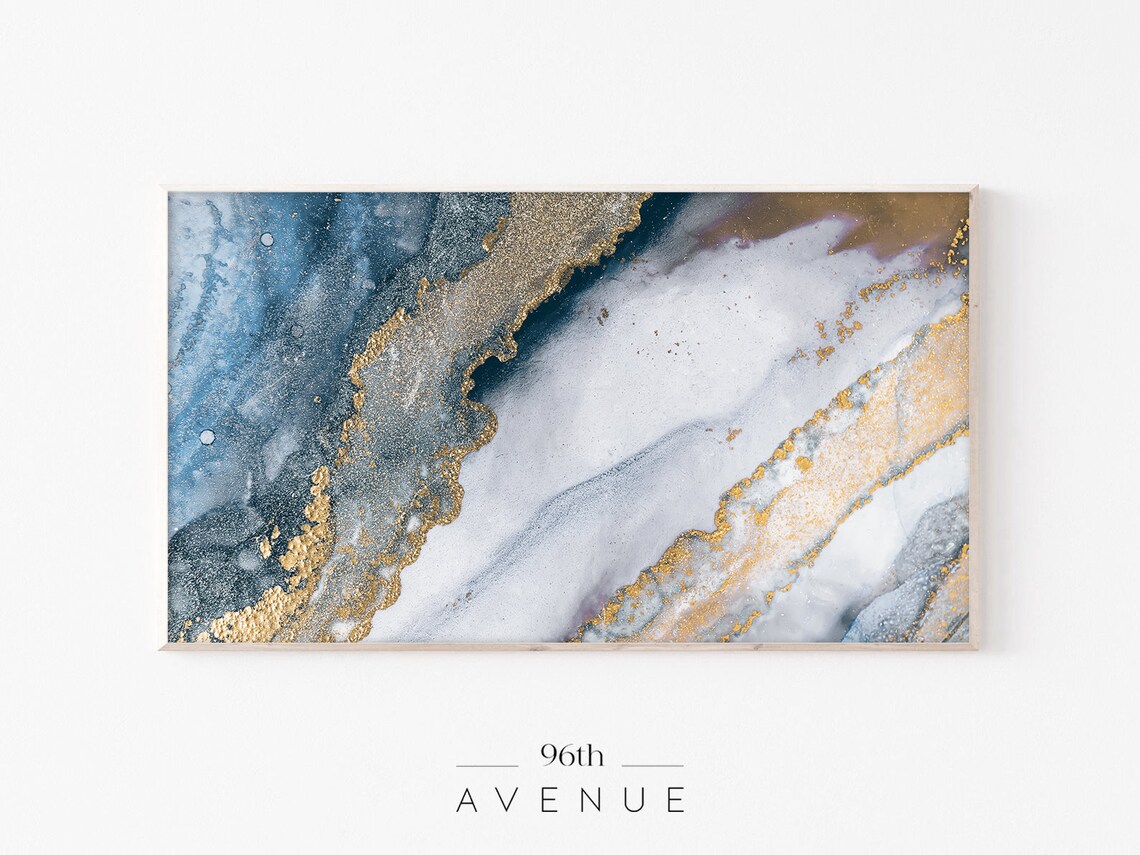 White And Gold Marble Abstract Art Print