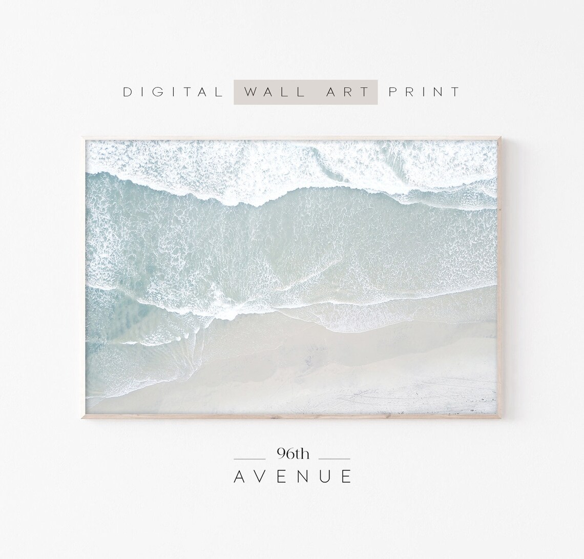 Neutral Beach Aerial Photography Wall Art Print
