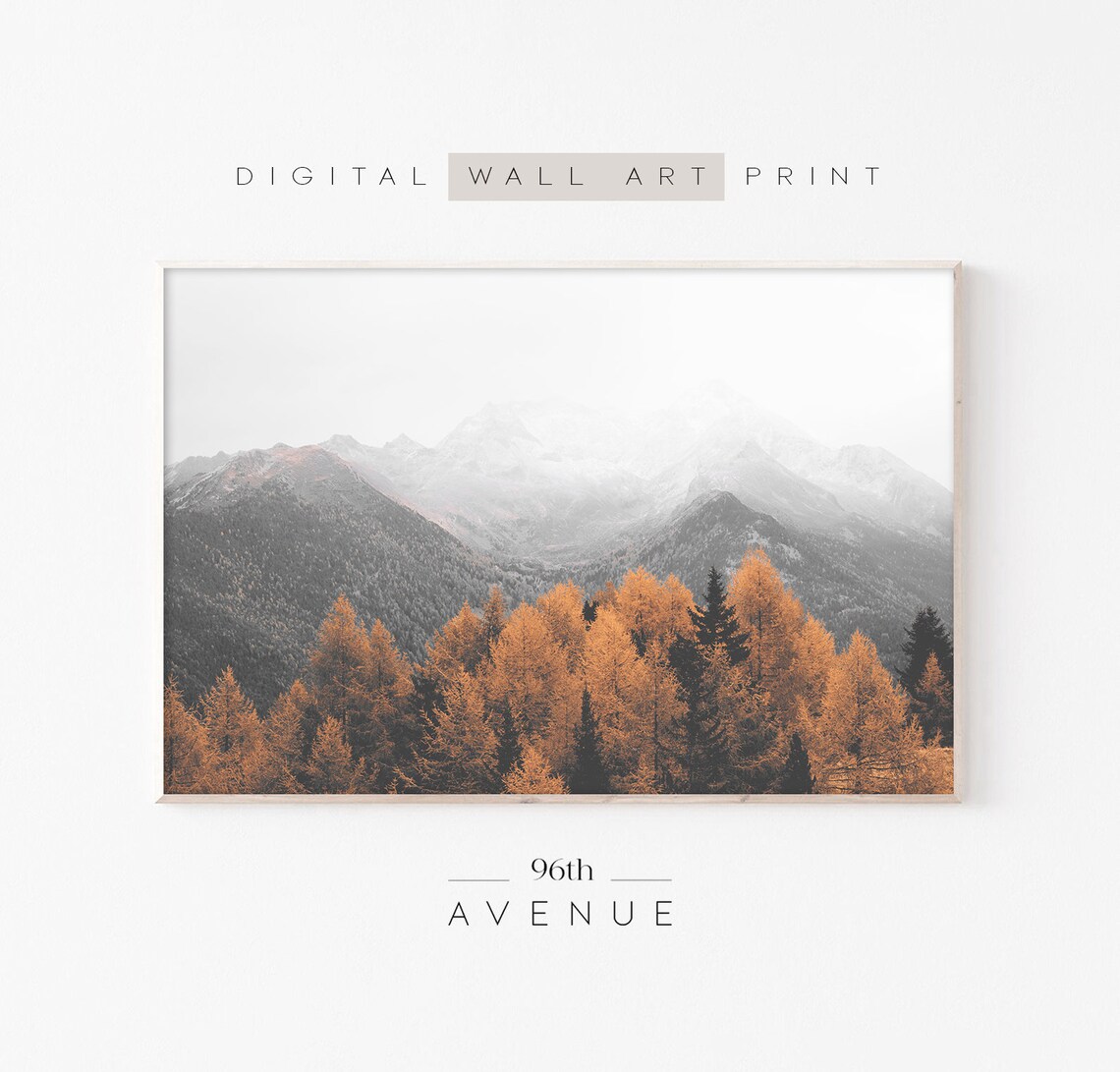 Rustic Autumn Mountain Landscape Art Print