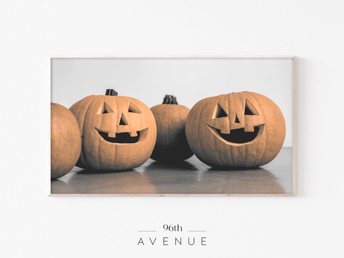 Smiling Jack O Lantern Pumpkins Neutral Modern Halloween Poster