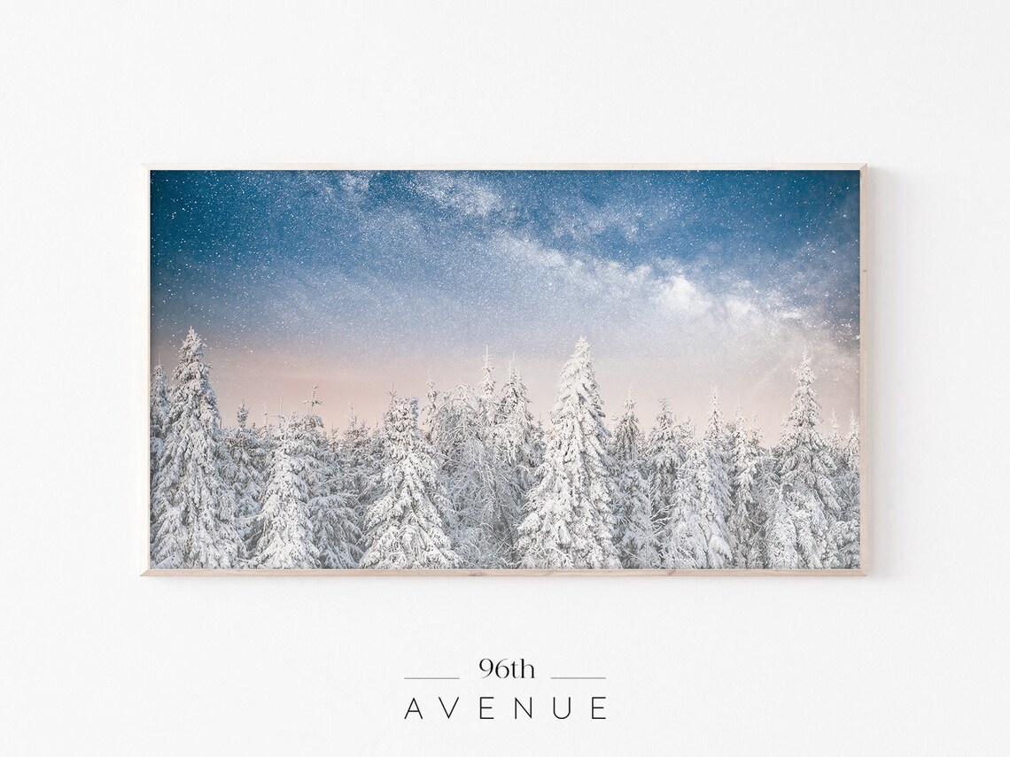 Christmas Nordic Forest Scenery, Holiday Poster Print