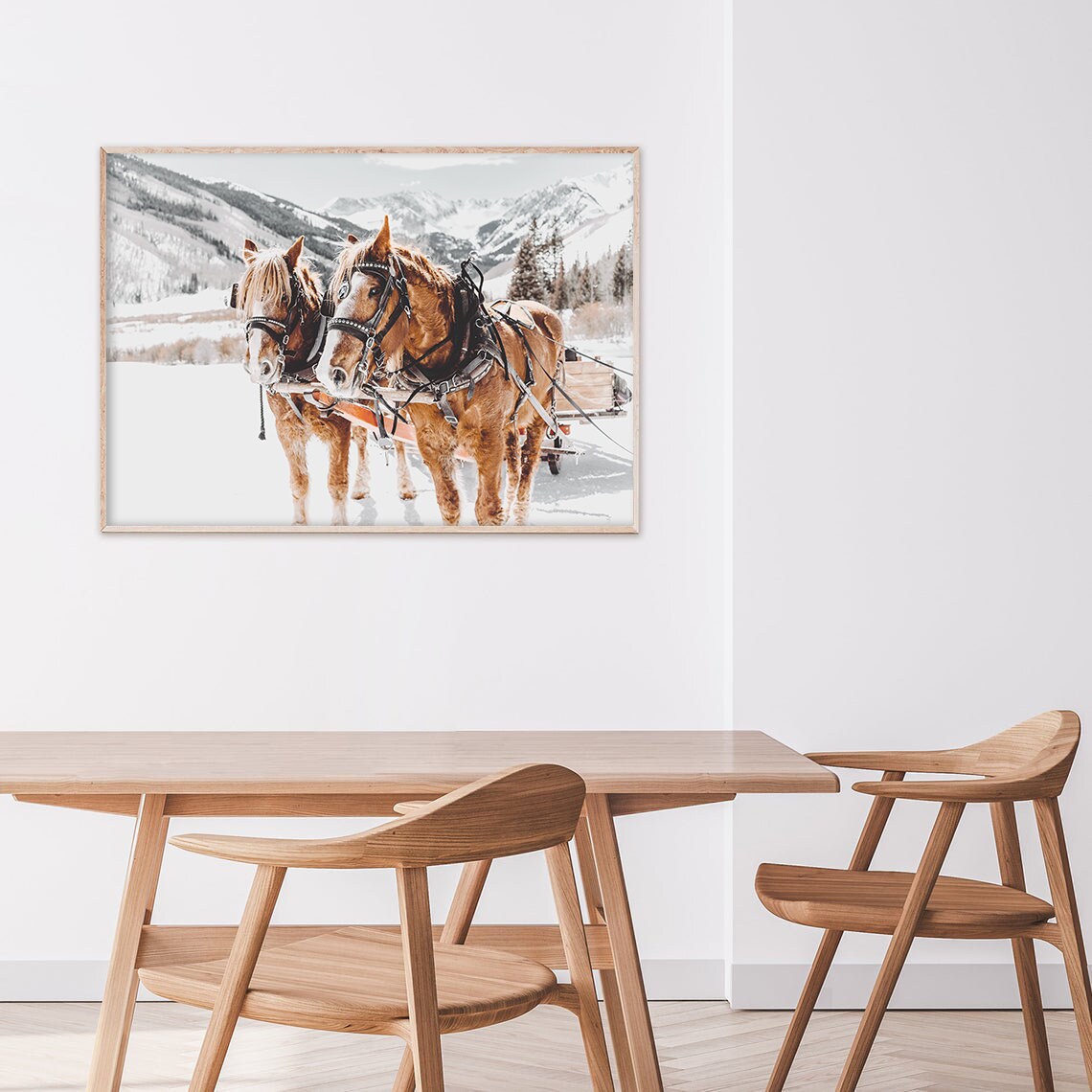Horse Winter Art Print, Rustic Holiday Decor - Image 2
