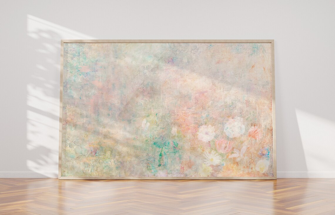 Pastel Floral Garden Abstract Painting Soft Blush Tones Poster - Image 2