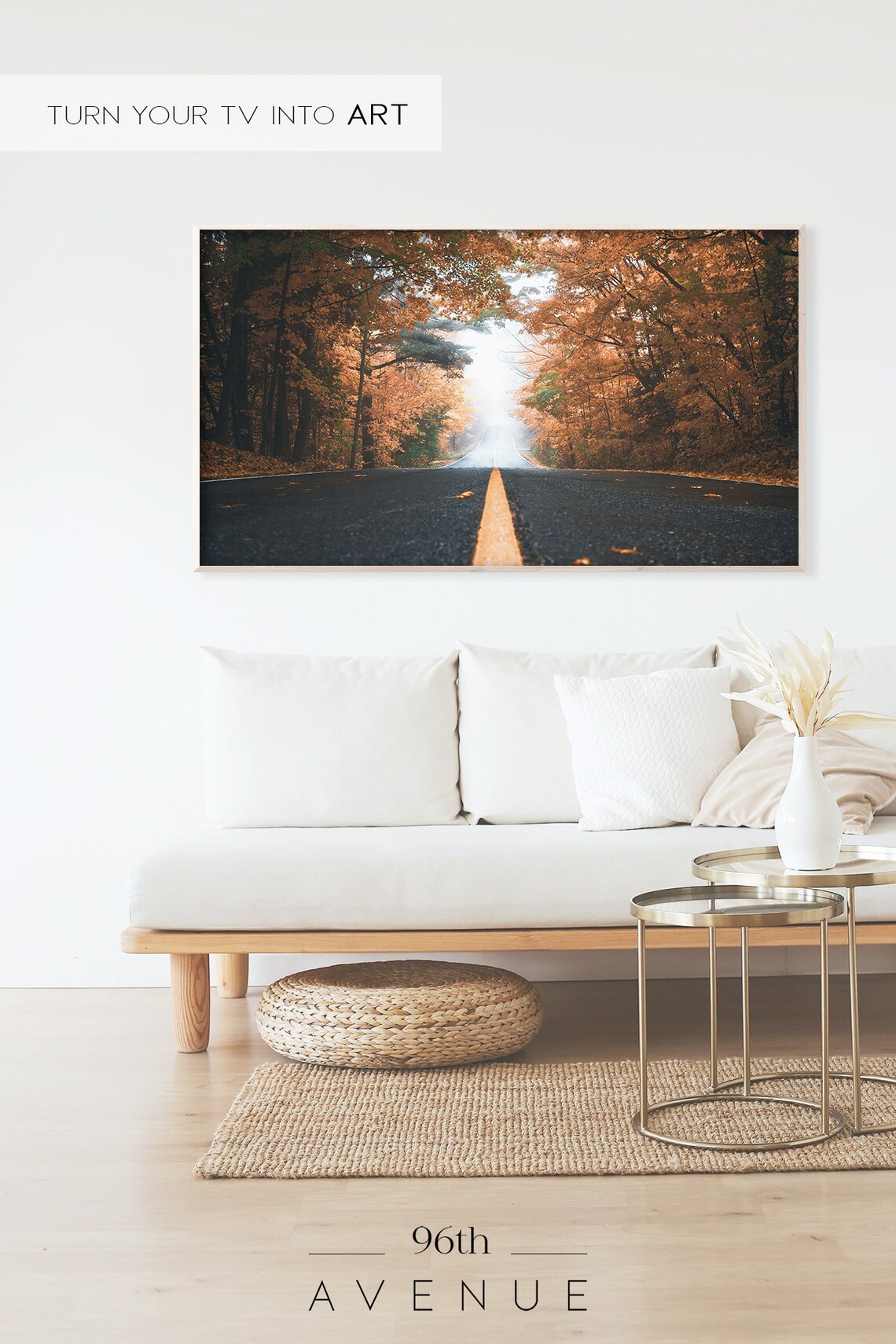 Autumn Forest Road, Seasonal Landscape Art Print - Image 2