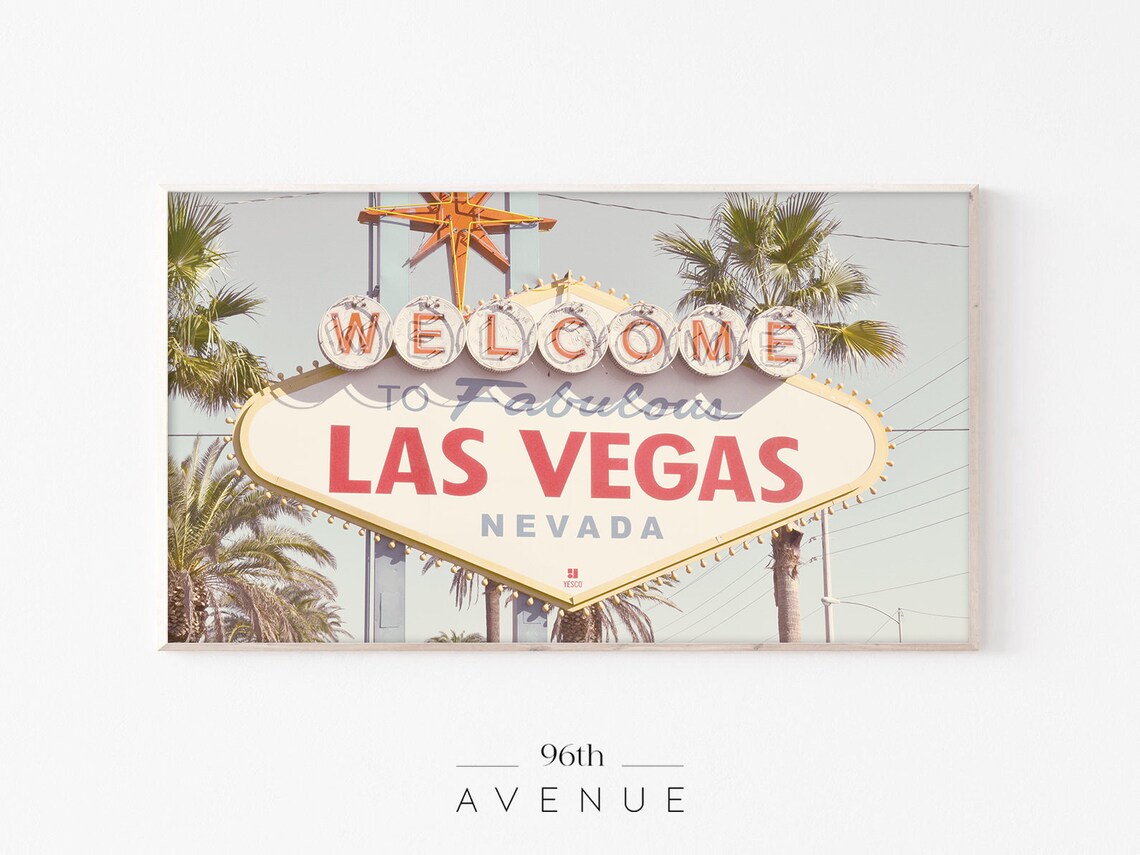 Las Vegas Retro Art Print, TV Frame Decor