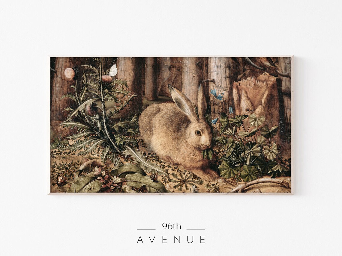Vintage Hare In Forest Painting In The Manner Of Durer Wildlife Poster