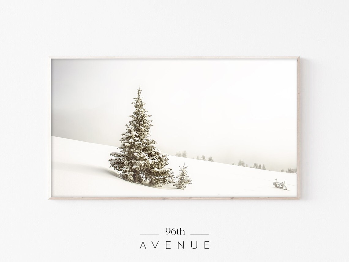 Christmas Tree in Snowy Landscape Art Print