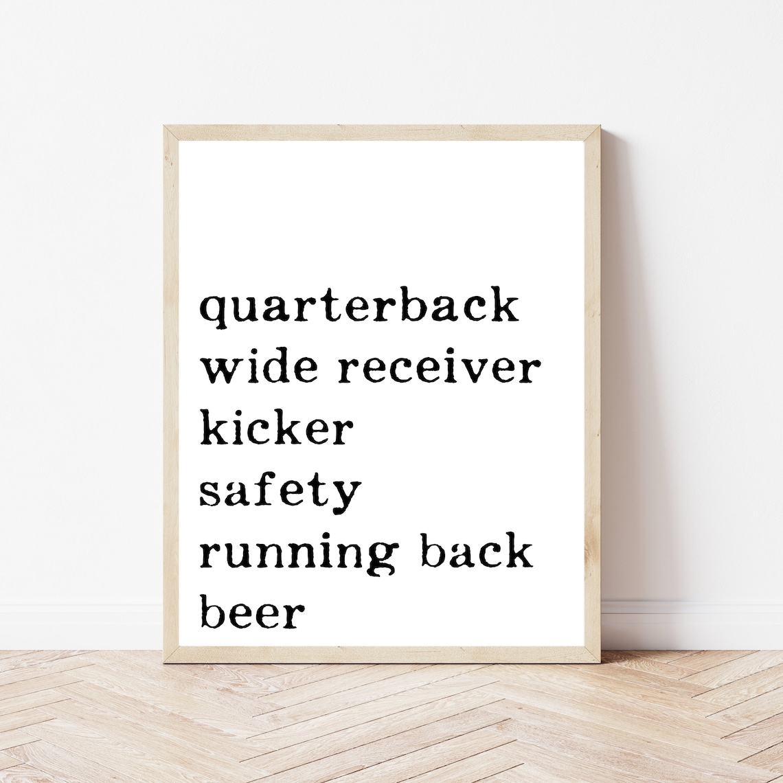 Funny Football Positions Beer Game Day Quote Black Typography Poster