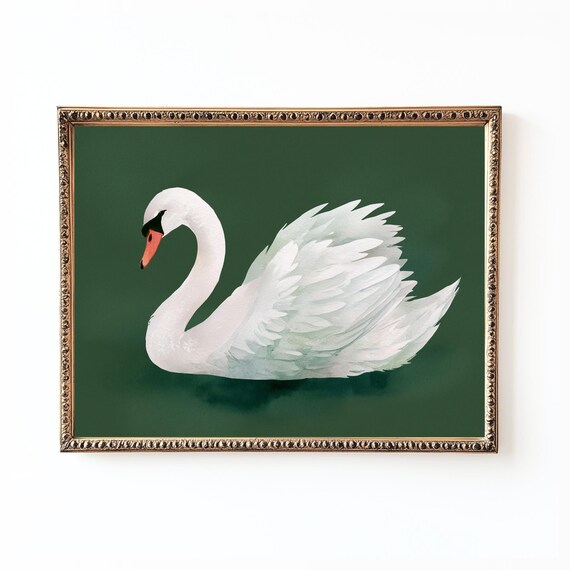 Swan Print, Minimalist Scandinavian Wall Art