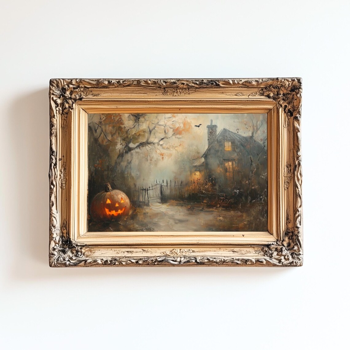 Vintage Halloween Haunted House, Autumn Decor