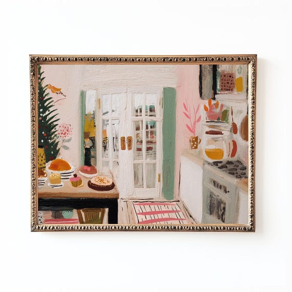 Christmas Baking Kitchen Wall Art, Vintage Poster