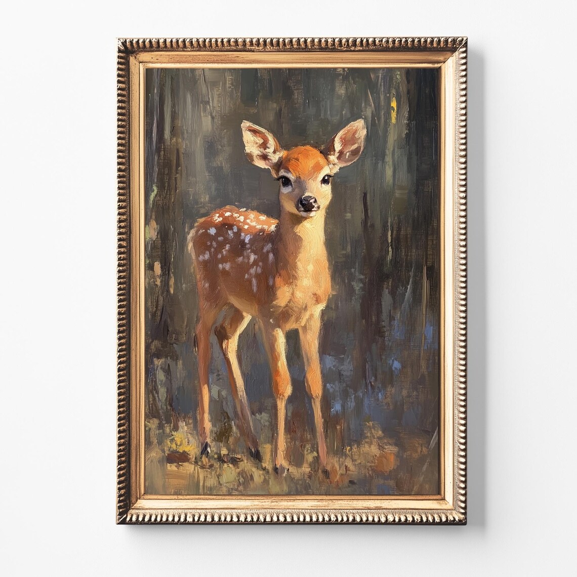 Vintage Deer Painting, French Country Nursery Art Print