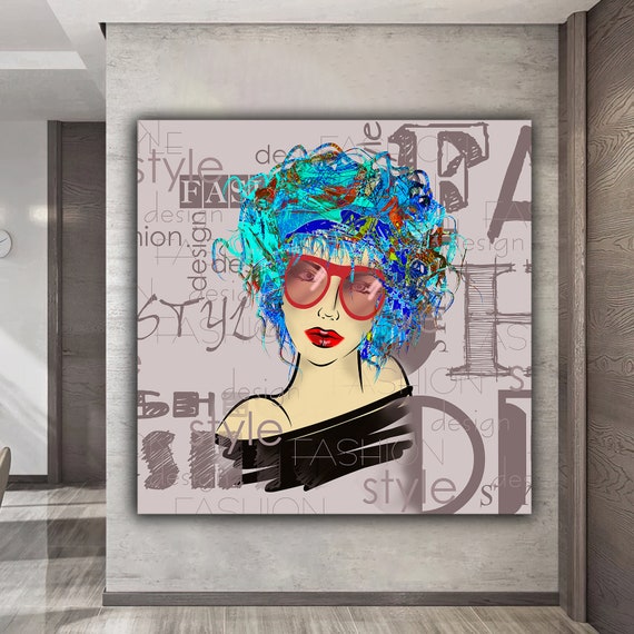 Fashion Woman Barber Shop Decor Pop Art Woman Painting Abstract Woman Print