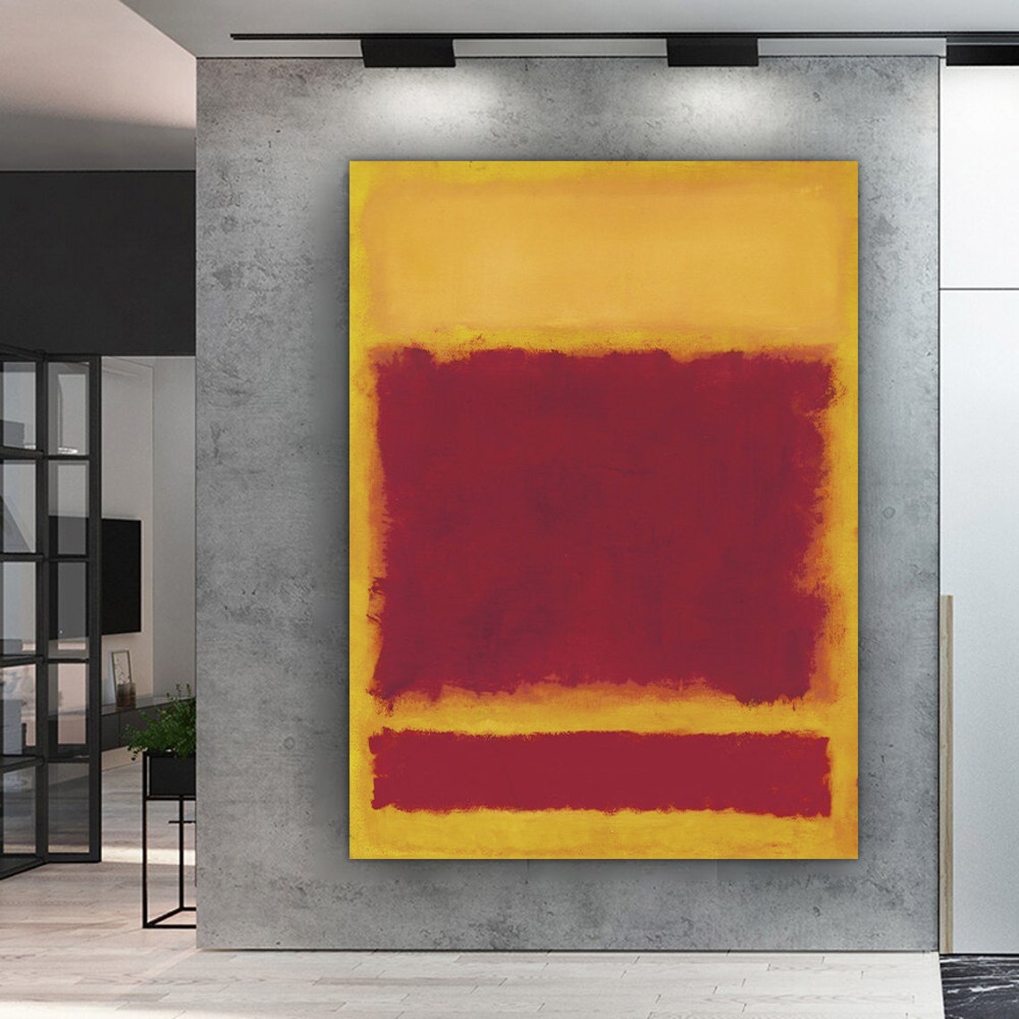 Mark Rothko Style Burgundy Yellow Color Field Abstract Art Poster