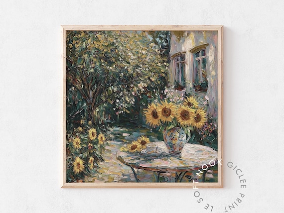 Sunflower Bouquet Cottage Garden Monet Style Summer Floral Poster