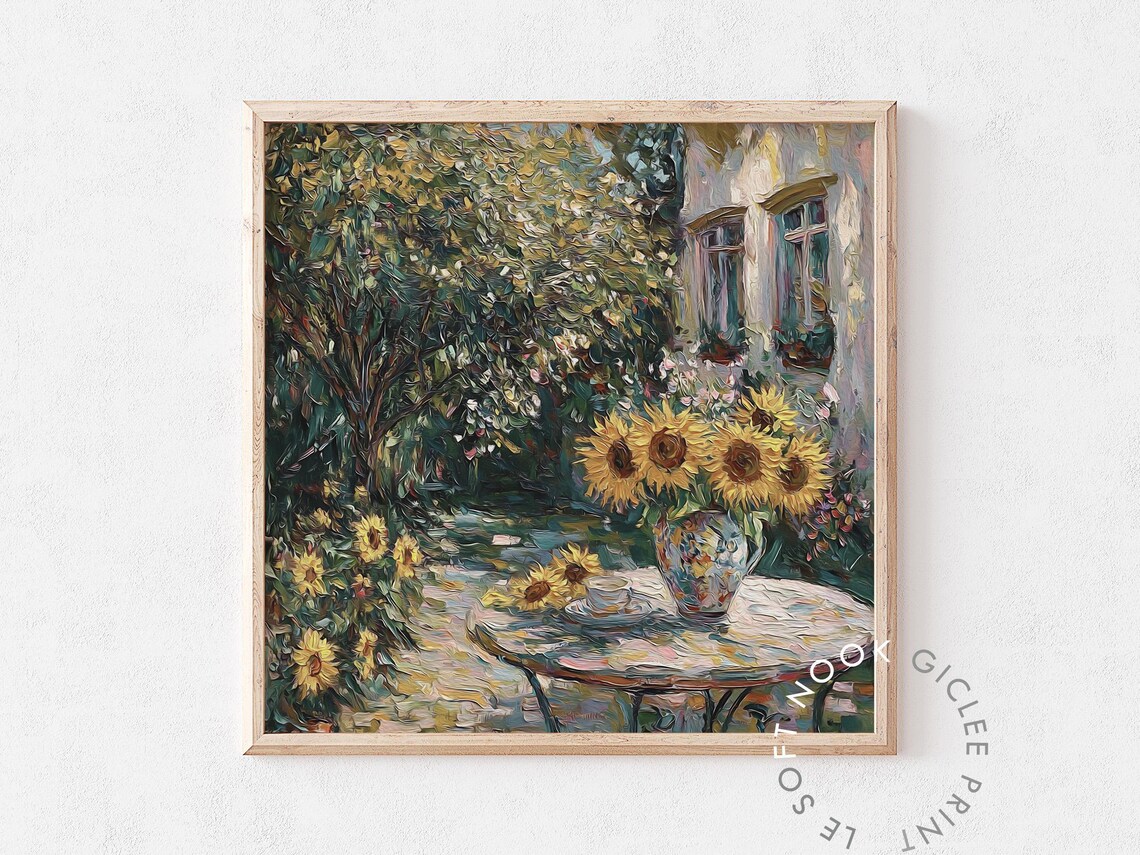 Sunflower Bouquet Cottage Garden Monet Style Summer Floral Poster