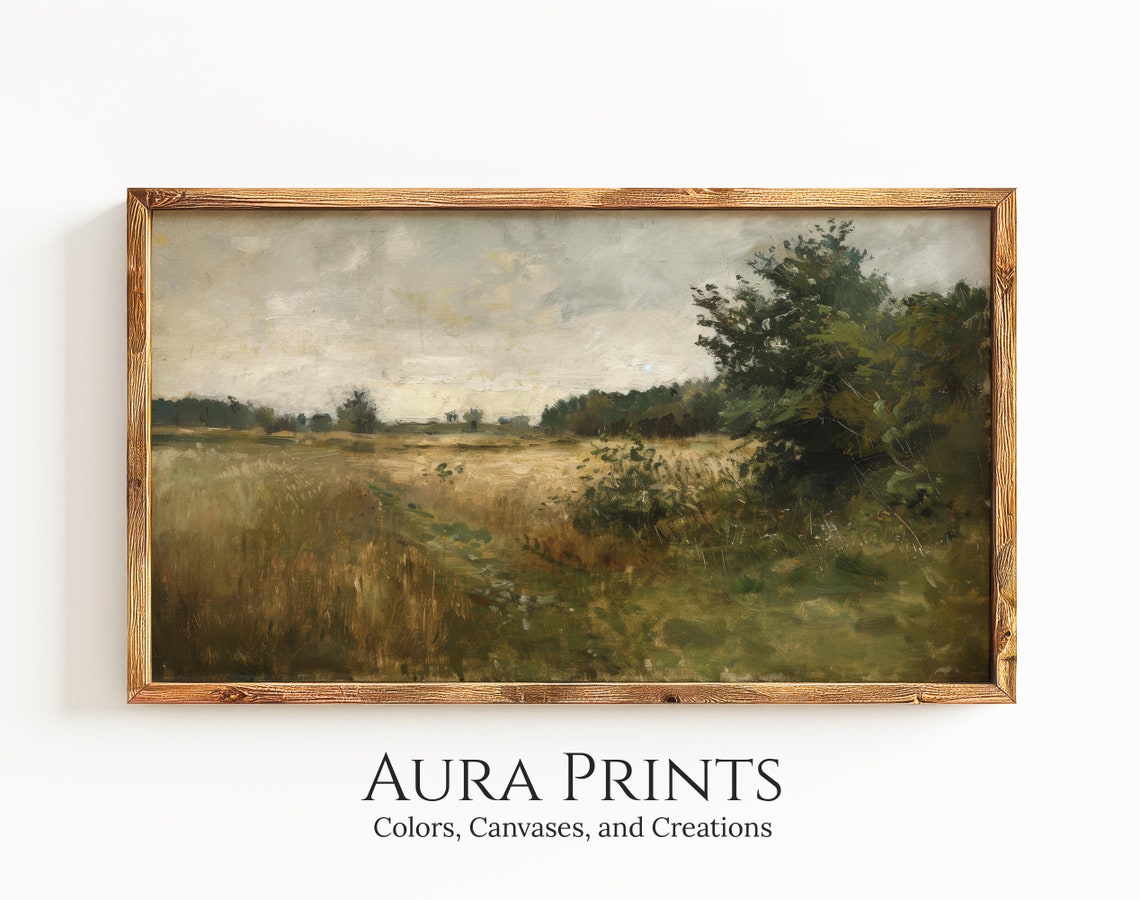 Golden Wheat Field Rustic Countryside Landscape Oil Painting Poster