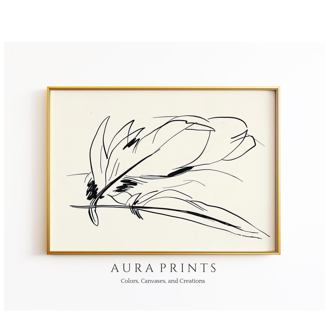 Minimalist Feather Line Drawing Vintage Sketch Ink Art Poster