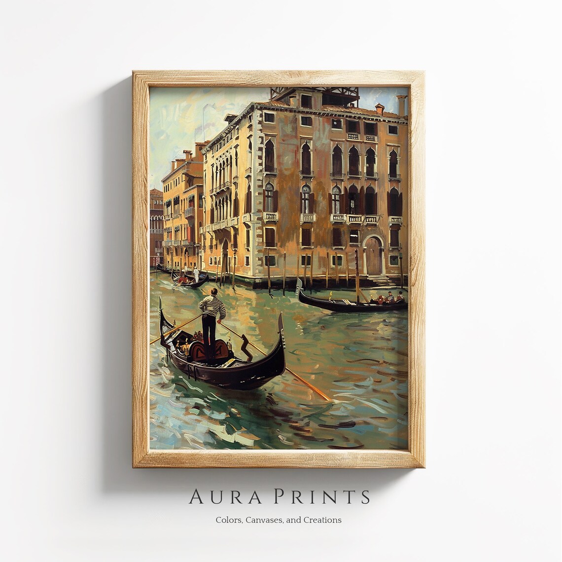 Venice Grand Canal Gondola Ride Impressionist Painting Poster