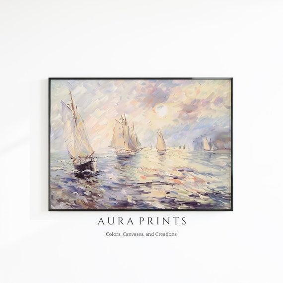 Classic Sailing Ships Canvas Art Monet Regatta Oil Painting Sea Wall Decor 0181