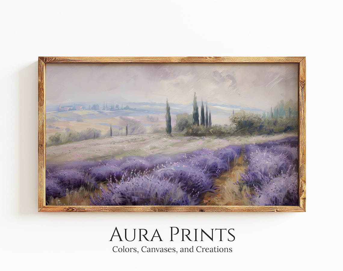 Lavender Field Cypress Trees Countryside Oil Painting Art Poster