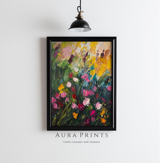 Colorful Wildflower Field Abstract Impasto Painting Art Poster