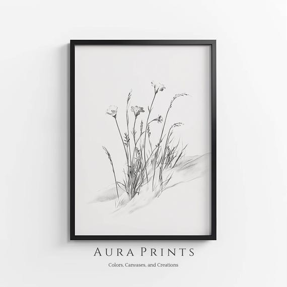 Vintage Botanical Garden Sketch Detailed Floral Line Drawing 1305