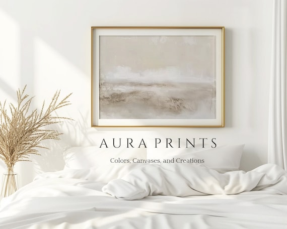 Subdued Fog Panorama Abstract Art Muted Tones Painting Contemporary Wall Serene Decor 00129
