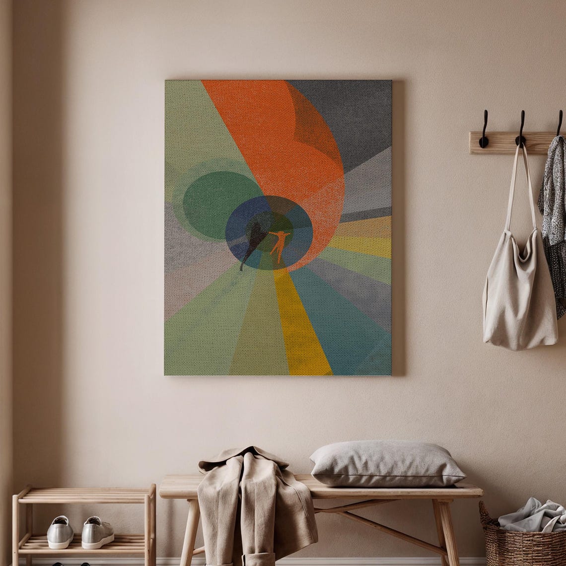 Colorful Mid Century Abstract Silhouette Geometric Art Poster