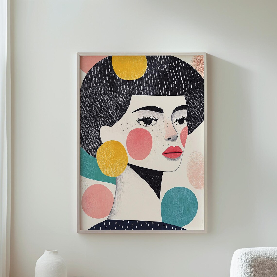 Geometric Woman Portrait Colorful Abstract Modern Art Poster