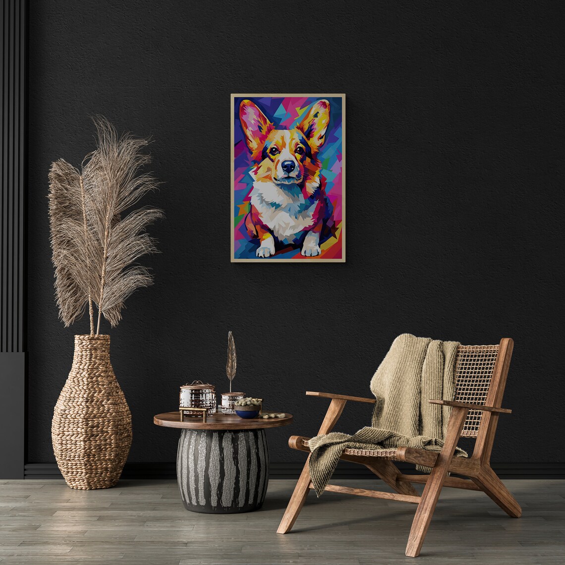 Pembroke Welsh Corgi Colorful Geometric Low-Poly Portrait Poster - Image 2